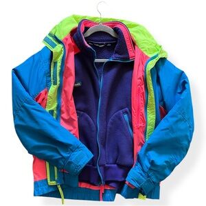 Rare Vintage Columbia Ladies Bugaboo Ski Jacket - Blue, Pink, Green ladies L